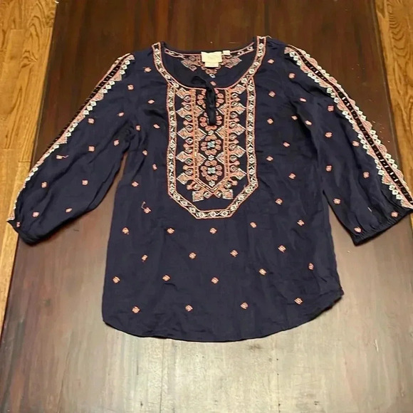 Vanessa Virginia (Anthropologie) beaded tunic shirt US size 4 - Picture 1 of 5